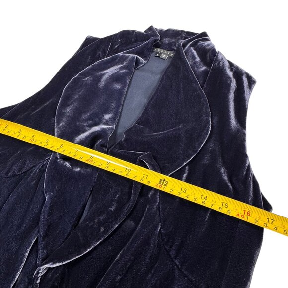 Theory Velvet Draped Vest Sz S Blue Peplum Boho Whimsigoth Witchy Artsy - Picture 7 of 15